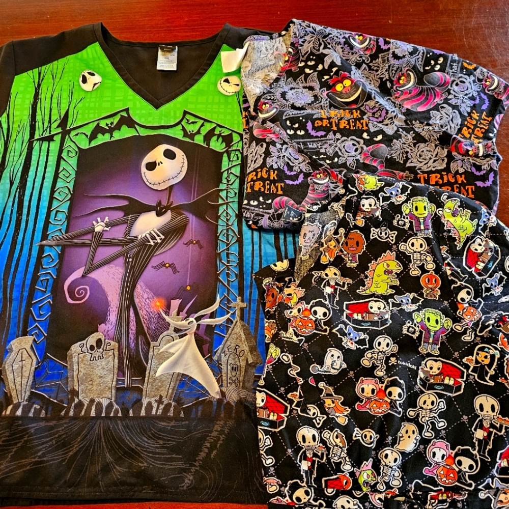 Womens 3x halloween scrub tops